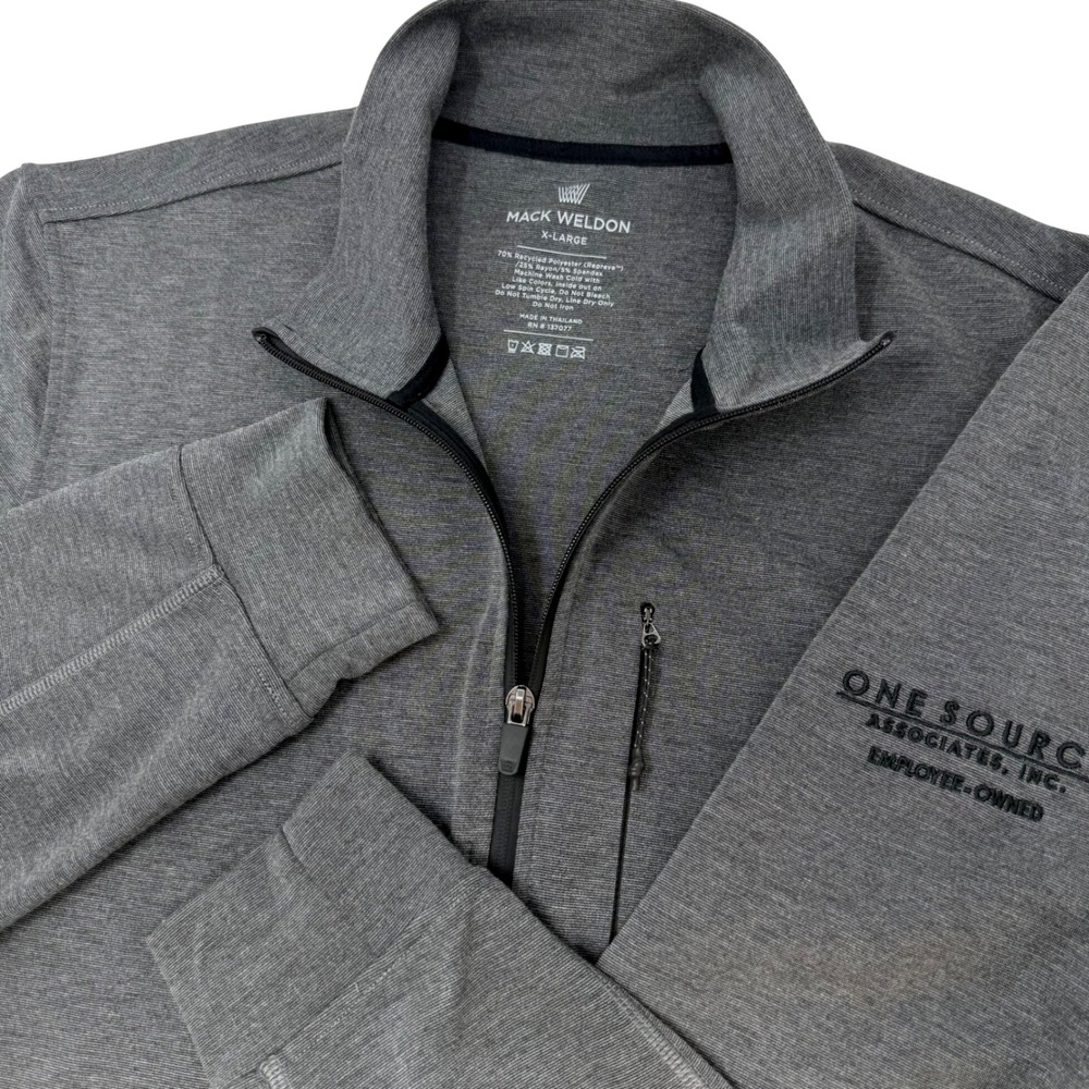 Mack Weldon Radius Full Zip Jacket Mens XL Gray Repreve Stretch Active Mock Neck
